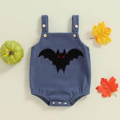 Halloween Outfits! Girl’s & Boy’s Embroidered Bats, Ghost, Pumpkin Rompers & Bib Overalls