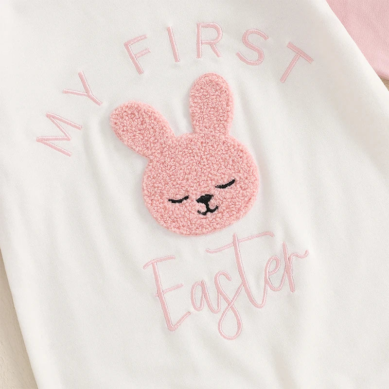 Girl's Embroidered Easter Bunny Jumpsuits