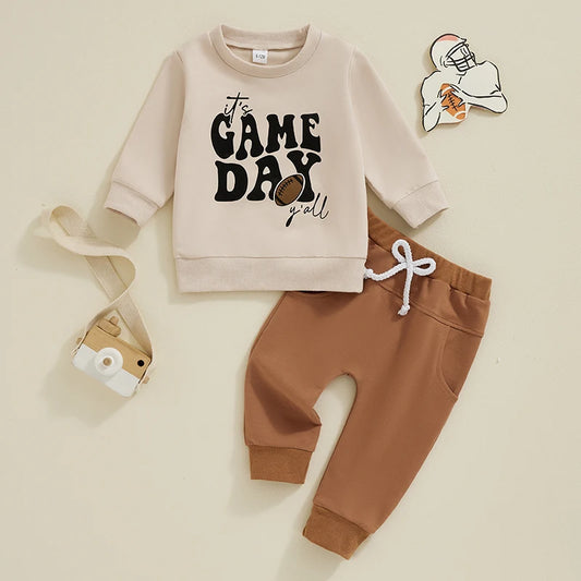 2-Piece Fall Outfits! Boy’s Long Sleeve Sweatshirt & Pants Sets