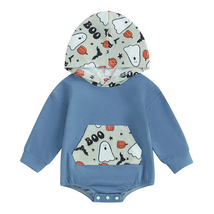 Halloween Hoodies! Boy's Long Sleeve Pumpkin Ghost Hooded Onesies