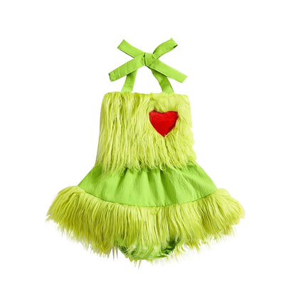 Girl's Fuzzy Christmas Rompers