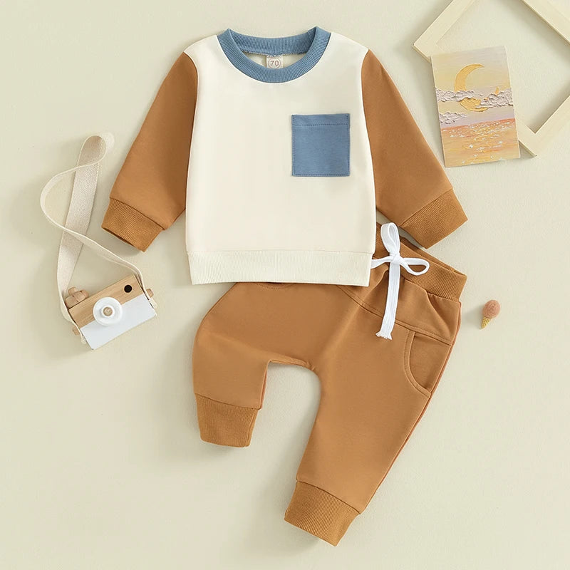 2-Piece Fall Outfits! Boy’s Long Sleeve Sweatshirt & Pants Sets