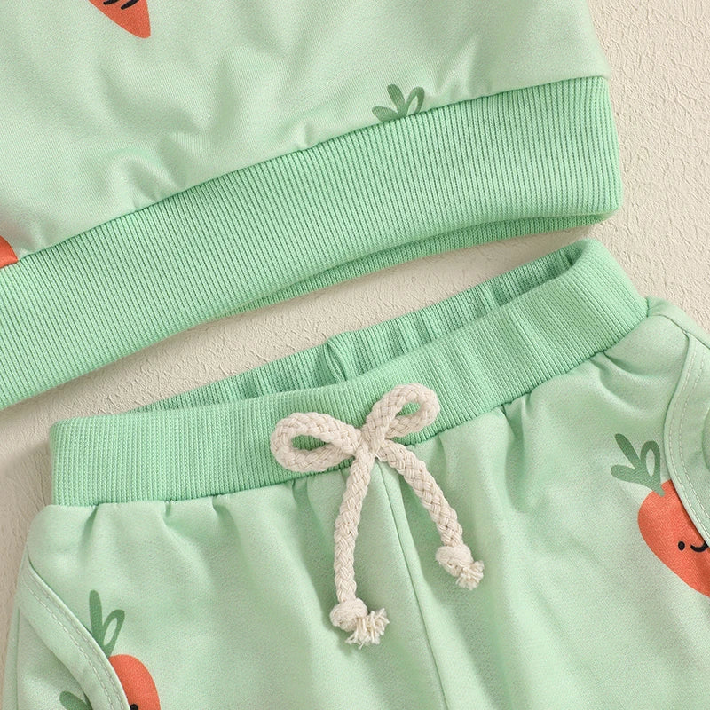 Boy's & Girl's 2-Piece Easter Carrot Sweatshirt & SweatpantsSets