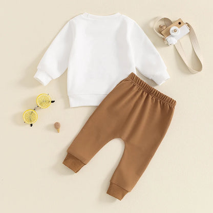 2-Piece Fall/Winter Outfits! Boy's "A Little Dirt Never Hurt" Excavator Sweatshirt & Pants Sets