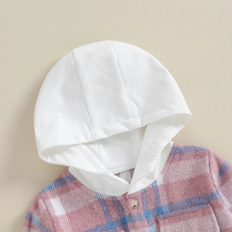Girl's & Boy's Hooded Flannel Plaid Button Down Shirts