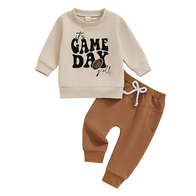 2-Piece Fall Outfits! Boy’s Long Sleeve Sweatshirt & Pants Sets