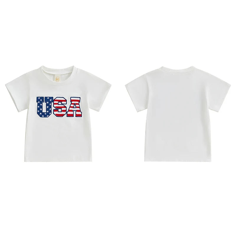 Boy's Embroidered USA 4th of July T-Shirts