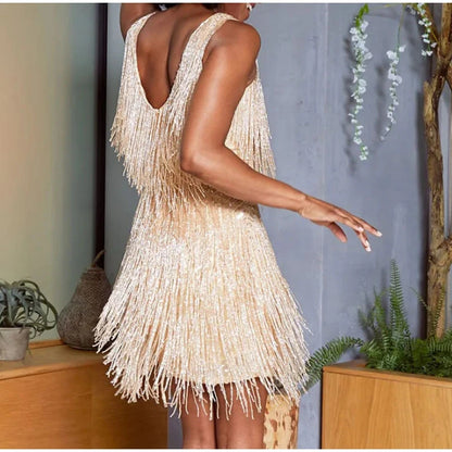 Womens Flirty Feather Mini Party Dress