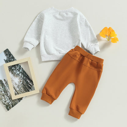 2-Piece Fall / Winter Outfits! Boy's "Stud Muffin" Letter Print Sweatshirt & Pants Sets