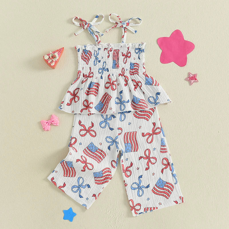 Girl's 2-Piece 4th of July Cami & Pants Sets