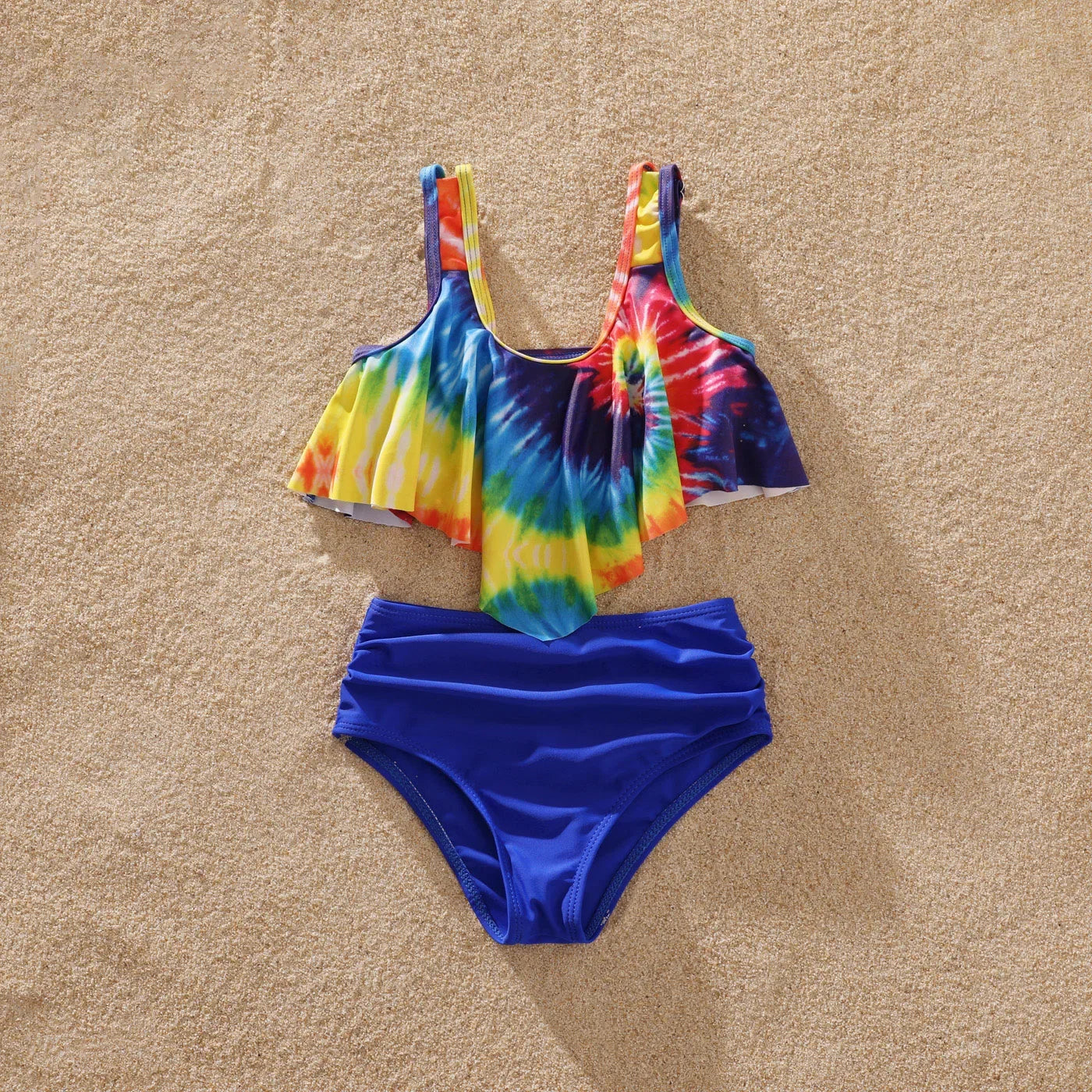 Family Matching! Tie Dye Tank Crop Top Bikini Set Swimwear or Swim Trunks Shorts Suitable for Summer Season