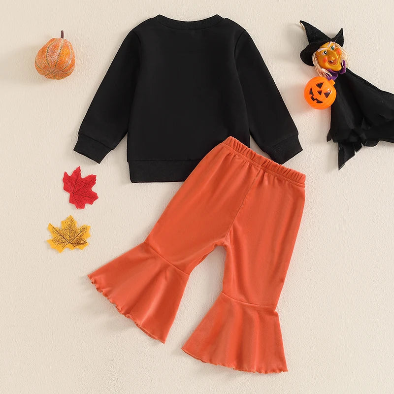 2-Piece Halloween Outfits! Girl’s Long Sleeve Sweatshirt Rompers & Pants Sets