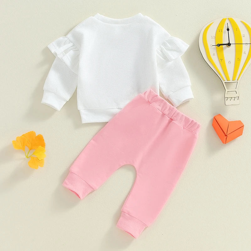 2-Piece Fall / Winter Outfits! Girl’s Embroidered Heart Sweatshirt & Pants Sets