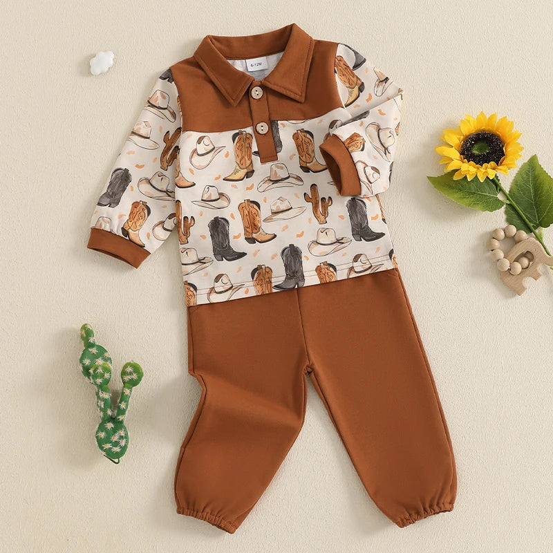 2-piece Fall Sets! Cowboy's Western Style Sweatshirts & Sweatpants