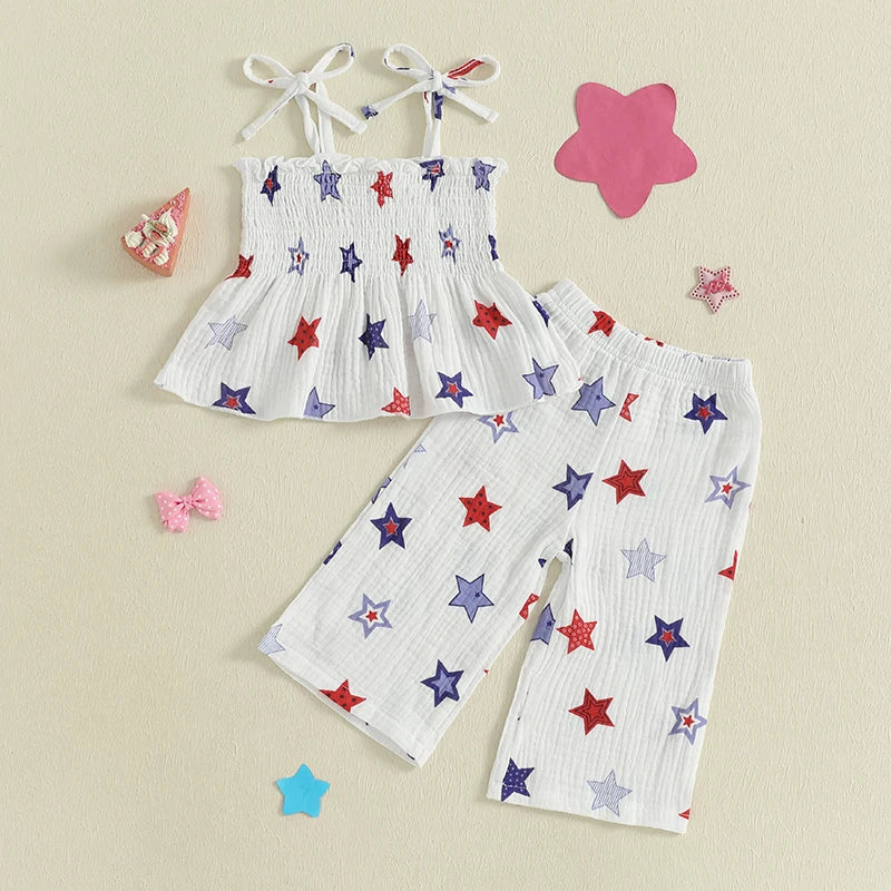 Girl's 2-Piece 4th of July Cami & Pants Sets