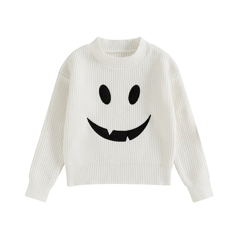 Halloween Sweaters! Boy’s & Girl’s Long Sleeve Embroidered Ghost, Sweaters