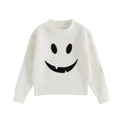 Halloween Sweaters! Boy’s & Girl’s Long Sleeve Embroidered Ghost, Sweaters