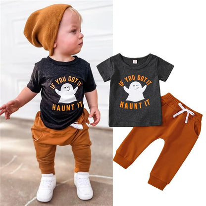 2-piece Halloween Sets! Boy's *If You Got It, Haunt It* Ghost Fall T-Shirt & Sweatpants Outfits