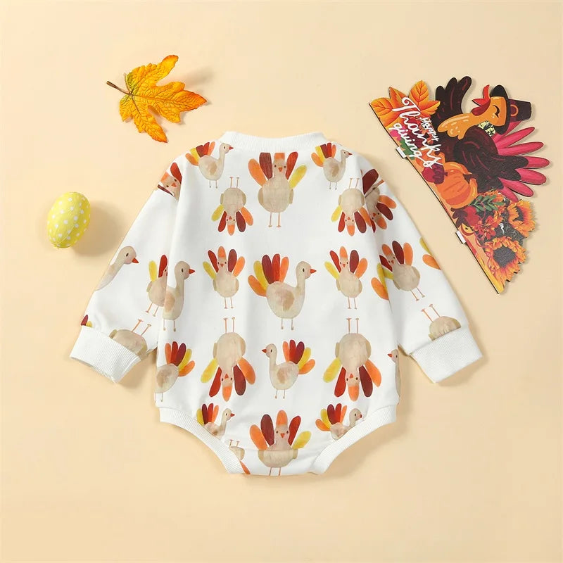 Girl's & Boy's Thanksgiving Turkey Long Sleeve Onesies