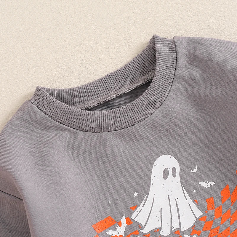 2-Piece Halloween Outfits! Boy’s Long Sleeve Ghost Sweatshirt & Pants Sets