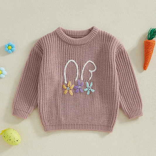 Boy's & Girl's Embroidered Knit Easter Bunny Sweaters