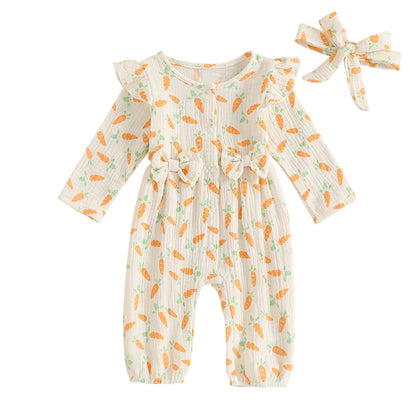 Girl's Easter Carrot/Bunny Jumpsuit & Headband