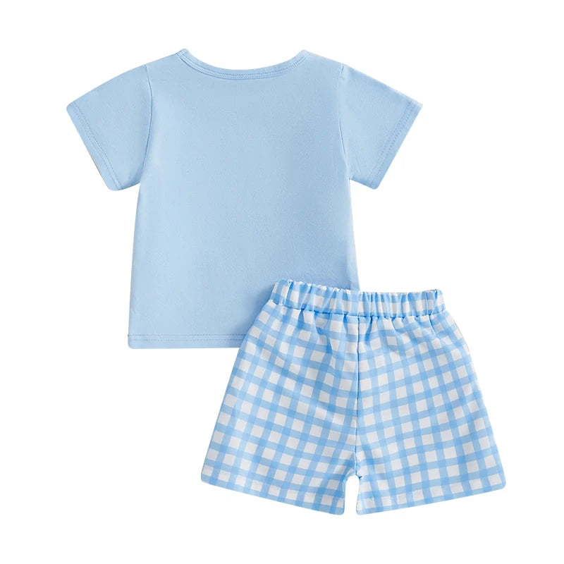 Boy's 2-Piece Easter "Lil Bunny" T-Shirt & Plaid Shorts Sets