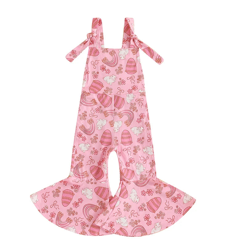 Girl's Sleeveless Easter Floral Jumpsuit & Suspender Pants Sets