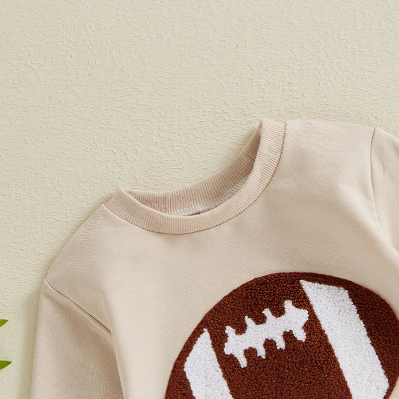 Boy's Football Embroidered Sweatshirt Rompers