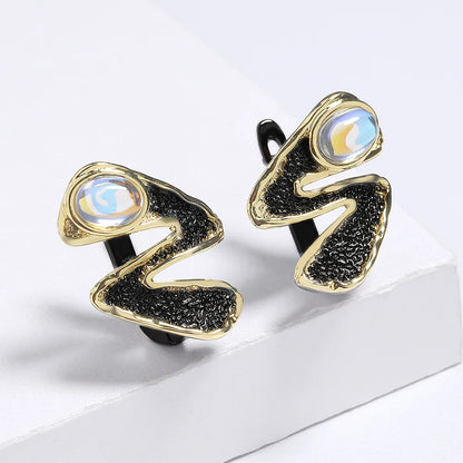 Moonlight Zircon Black & Gold Style Earrings