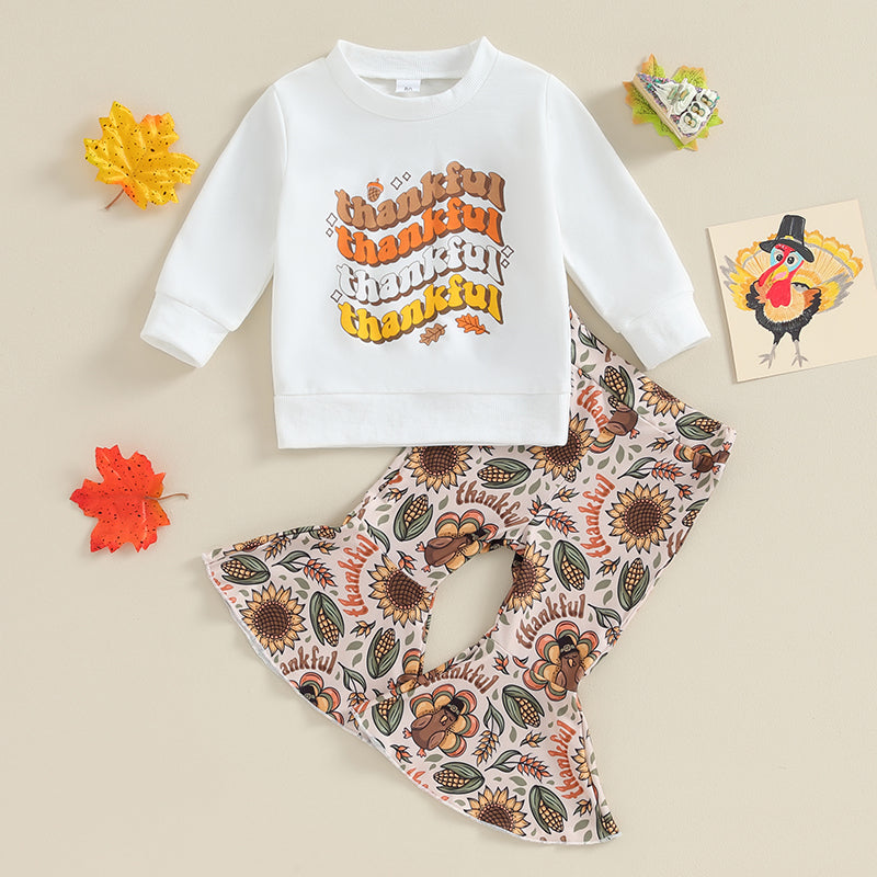 2-Piece Thanksgiving Outfits! Girl’s Long Sleeve Turkey Sweatshirt & Pants Sets