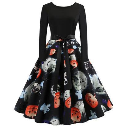 Halloween Dresses! Long Sleeve Pumpkin Party Dress