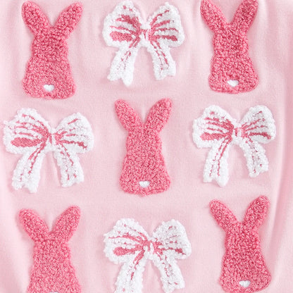 Girl's 2-Piece Easter Bunny Embroidered Tops & Shorts Outfit Sets