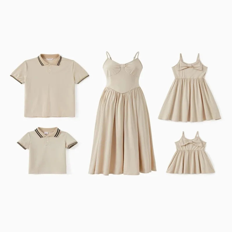 Family Matching! Apricot Polo Shirts or Sleeveless Dresses