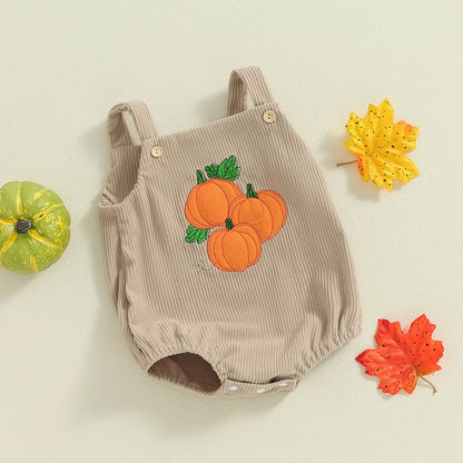 Halloween Outfits! Girl’s & Boy’s Embroidered Bats, Ghost, Pumpkin Rompers & Bib Overalls