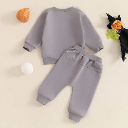 2-Piece Halloween Outfits! Boy’s Long Sleeve Ghost Sweatshirt & Pants Sets