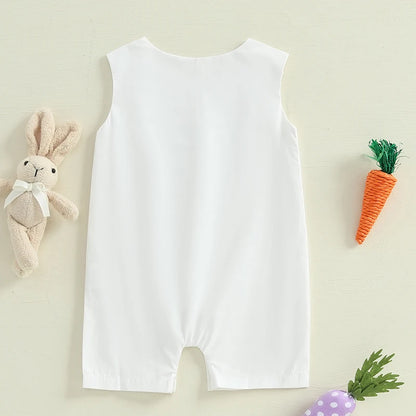 Boy's Sleeveless Easter Bunny Embroidered Jumpsuits