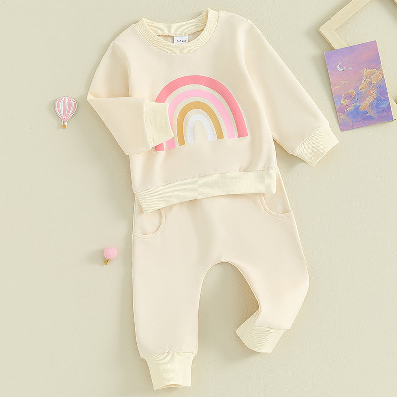 Girl's Rainbow Sweatshirt & Pants Sets