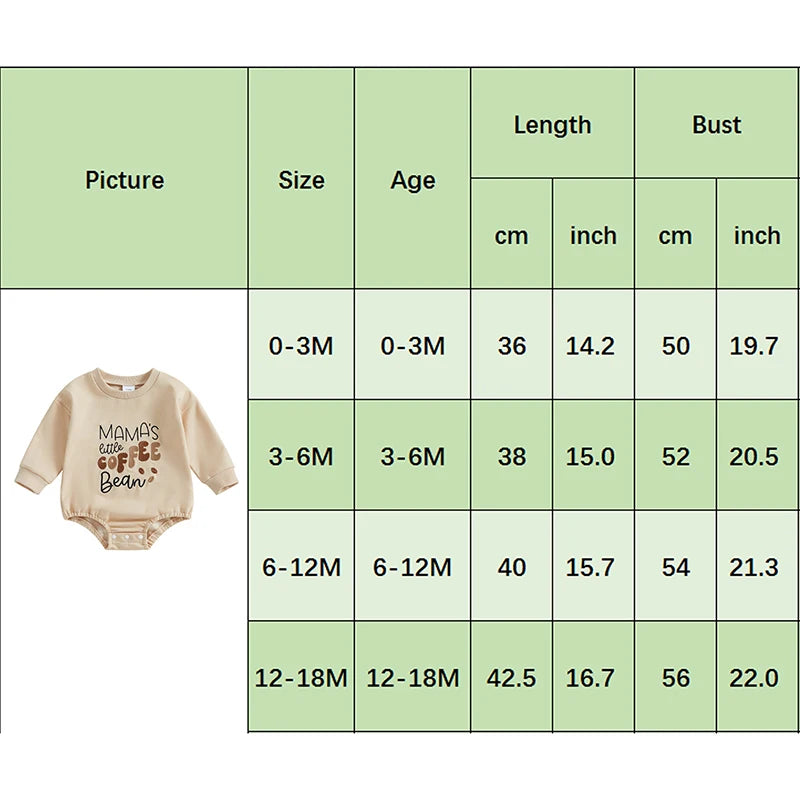 Boy's & Girl's "Mama's Little Coffee Bean" Sweatshirt Rompers