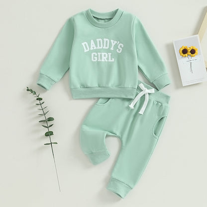 2-Piece Fall / Winter Outfits! Girl’s Letter Print "Daddy's Girl" Sweatshirt & Pants Sets