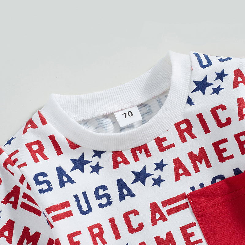 Boy's 2-Piece Independence Day USA America T-Shirt & Shorts Sets