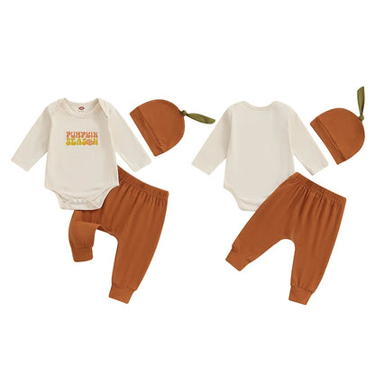 3-Piece Halloween Outfits! Boy’s Long Sleeve Rompers, Pants & Hat Sets