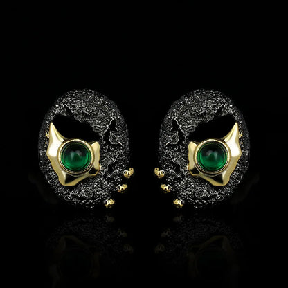 Black & Gold Style Emerald Zircon Earrings