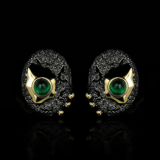 Black & Gold Style Emerald Zircon Earrings