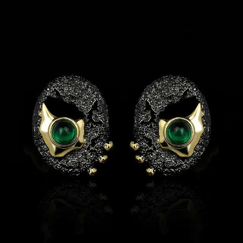 Black & Gold Style Emerald Zircon Earrings