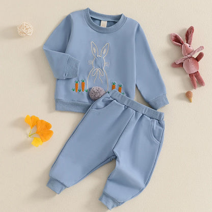 Boy's & Girl's 2-Piece Easter Bunny Fluff Tail Sweatshirt & Pants