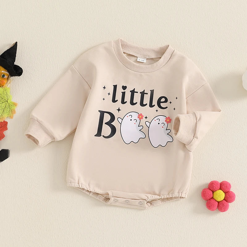 Halloween Outfits! Girl's "Little Boo" Long Sleeve Ghost Sweatshirts