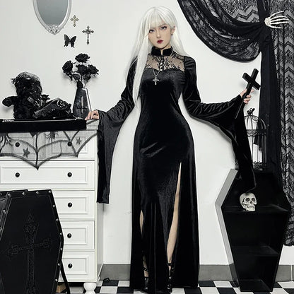 Halloween Dresses! Gothic Lace Bell Sleeve Vampire Dress