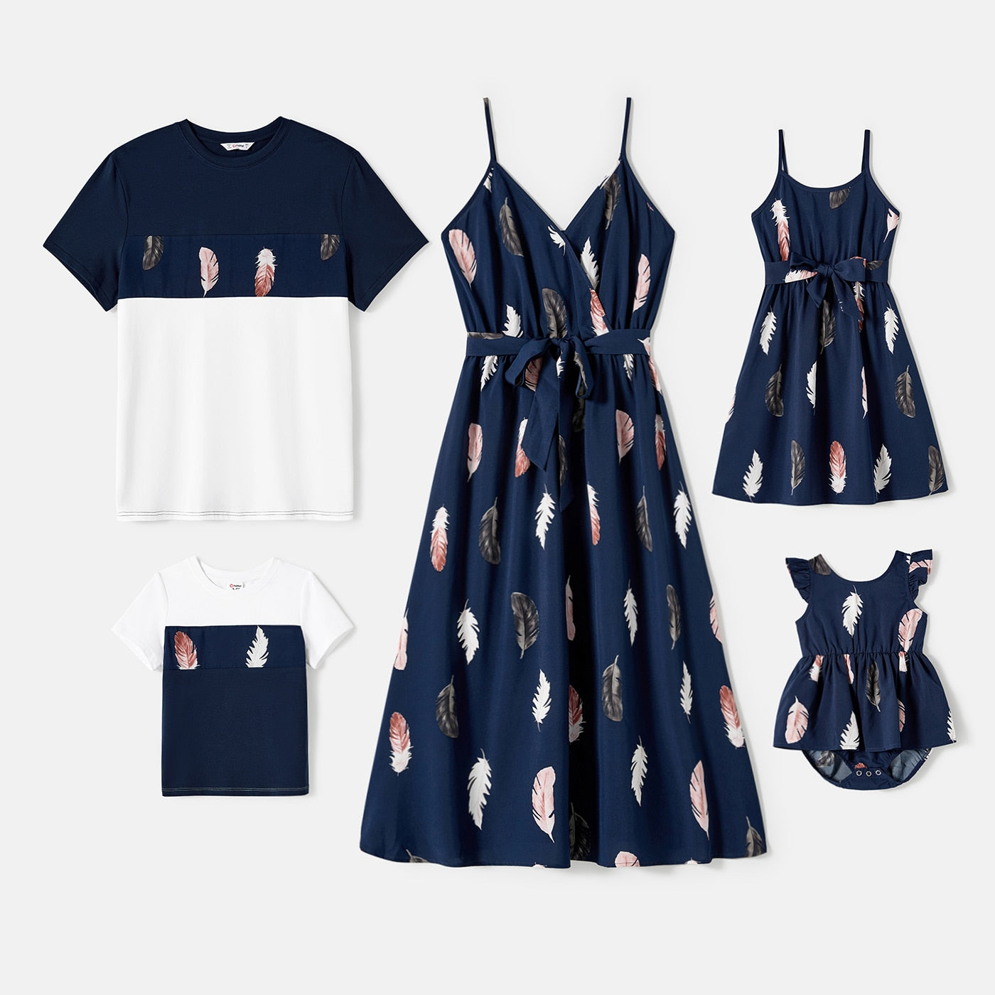 Family Matching! Feather Belted Cami Dresses & Short-Sleeve T-Shirts
