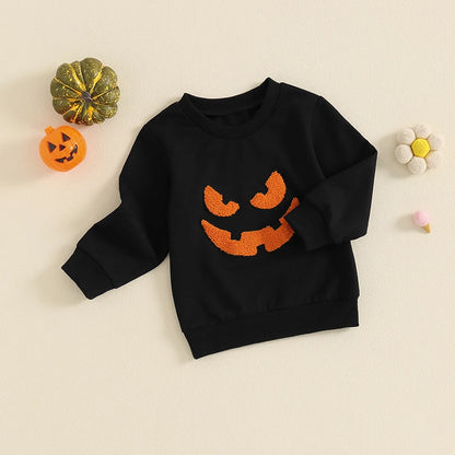 Boy's & Girl's Embroidered Halloween Pumpkin Sweatshirts